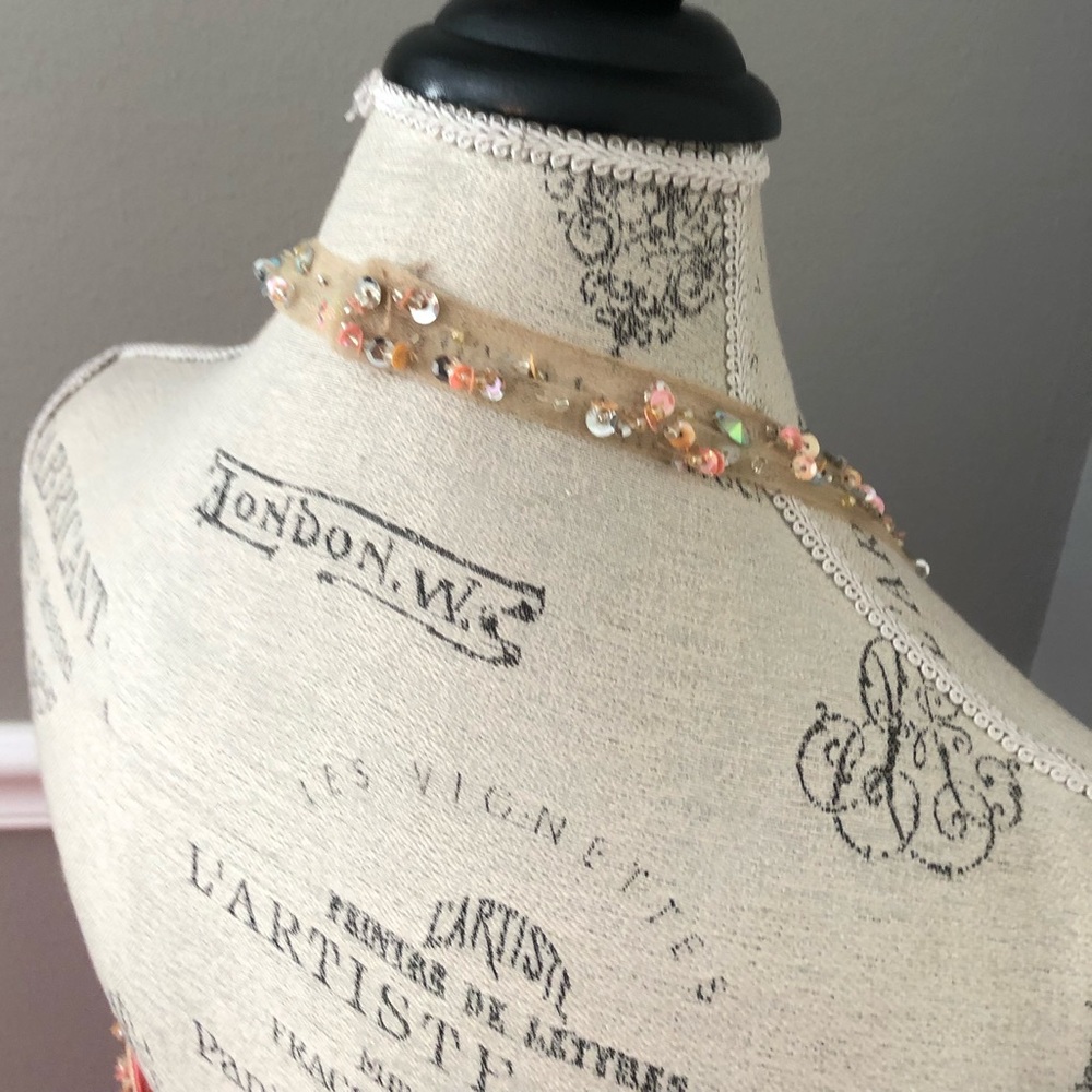 NEW FAVIANA SZ 14 BEADED SATIN TULLE HALTER BALL GOWN - Picture 8 of 13